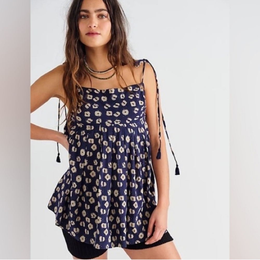 NWT Free People Molly Sleeveless Tunic Indigo Combo Small